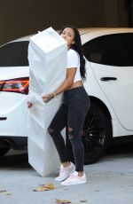 KARREUCHE TRAN Pulling a Huge Box Out of Her Car in Los Angeles 11/08/2016