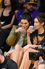 KENDALL JENNER and BELLA HADID at LA Lakers vs Dallas Mavericks Game 11/8/2016