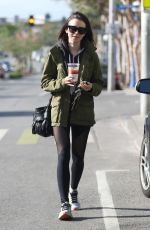 LILY COLLINS Leaves a Gym in West Hollywood 11/28/2016