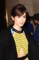 LILY COLLINS Leaves AOL Studios in New York 11/15/2016