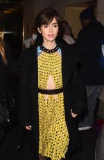LILY COLLINS Leaves AOL Studios in New York 11/15/2016