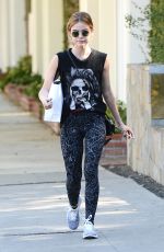 LUCY HALE in Tights Out in LA 11/10/16