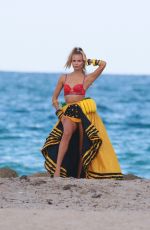 NATASHA POLY on the Set of a Photoshoot on the Beach in Miami 11/03/2016