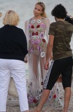 NATASHA POLY on the Set of a Photoshoot on the Beach in Miami 11/03/2016