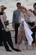 NATASHA POLY on the Set of a Photoshoot on the Beach in Miami 11/03/2016