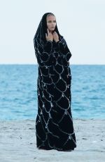 NATASHA POLY on the Set of a Photoshoota at a Beach in Miami 11/06/2016