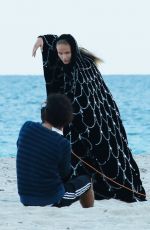 NATASHA POLY on the Set of a Photoshoota at a Beach in Miami 11/06/2016
