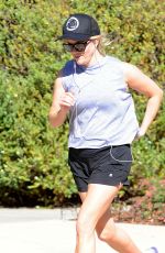 REESE WITHERSPOON in Shorts Out Jogging in Brentwood 11/11/2016