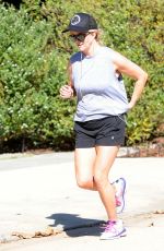 REESE WITHERSPOON in Shorts Out Jogging in Brentwood 11/11/2016