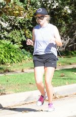 REESE WITHERSPOON in Shorts Out Jogging in Brentwood 11/11/2016