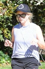 REESE WITHERSPOON in Shorts Out Jogging in Brentwood 11/11/2016
