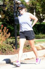 REESE WITHERSPOON in Shorts Out Jogging in Brentwood 11/11/2016