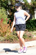 REESE WITHERSPOON in Shorts Out Jogging in Brentwood 11/11/2016
