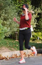REESE WITHERSPOON Out Jogging in Brentwood 11/17/2016