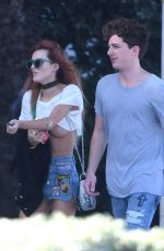 BELLA THORNE in Jeans Shorts Out on the Beach in Miami 12/18/2016