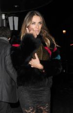 ELIZABETH HURLEY Out for Dinner in London 12/08/2016