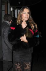 ELIZABETH HURLEY Out for Dinner in London 12/08/2016