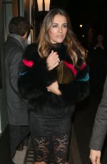 ELIZABETH HURLEY Out for Dinner in London 12/08/2016