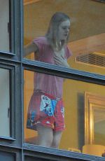 ELLE FANNING in Pajama at Her Apartment in new York 12/13/2016