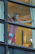 ELLE FANNING in Pajama at Her Apartment in new York 12/13/2016