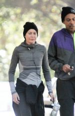 ELLEN POMPEO Out Jogging with Her Husband Chris Ivery in Los Feliz 12/18/2016