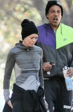 ELLEN POMPEO Out Jogging with Her Husband Chris Ivery in Los Feliz 12/18/2016