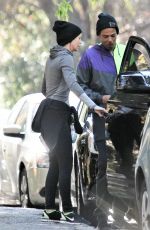 ELLEN POMPEO Out Jogging with Her Husband Chris Ivery in Los Feliz 12/18/2016