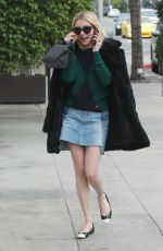 EMMA ROBERTS in Denim Skirt Shopping in Beverly Hills 12/21/2016