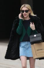 EMMA ROBERTS in Denim Skirt Shopping in Beverly Hills 12/21/2016