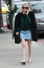 EMMA ROBERTS in Denim Skirt Shopping in Beverly Hills 12/21/2016