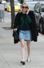 EMMA ROBERTS in Denim Skirt Shopping in Beverly Hills 12/21/2016