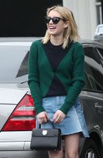 EMMA ROBERTS in Denim Skirt Shopping in Beverly Hills 12/21/2016