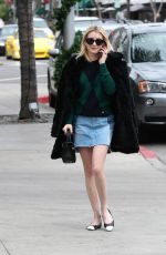 EMMA ROBERTS in Denim Skirt Shopping in Beverly Hills 12/21/2016