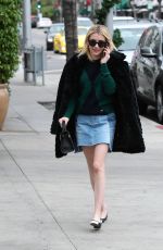 EMMA ROBERTS in Denim Skirt Shopping in Beverly Hills 12/21/2016