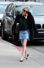 EMMA ROBERTS in Denim Skirt Shopping in Beverly Hills 12/21/2016