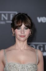 FELICITY JONES at Rogue One: A Star Wars Story Premiere in Hollywood 12/10/2016