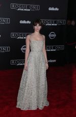 FELICITY JONES at Rogue One: A Star Wars Story Premiere in Hollywood 12/10/2016