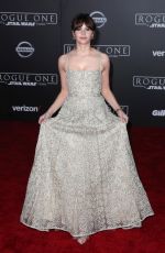 FELICITY JONES at Rogue One: A Star Wars Story Premiere in Hollywood 12/10/2016
