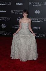 FELICITY JONES at Rogue One: A Star Wars Story Premiere in Hollywood 12/10/2016