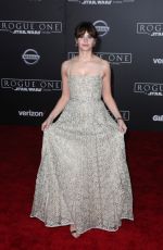 FELICITY JONES at Rogue One: A Star Wars Story Premiere in Hollywood 12/10/2016