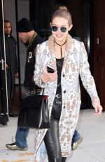 GIGI HADID Leaves Her Hotel in New York 12/12/2016