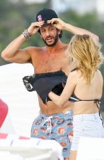 HEATHER GRAHAM in Bikini Top at a Beach in Miami 12/30/2016