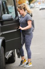 HILARY DUFF Leaves a Gym in Los Angeles 12/21/2016