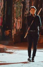 JESSICA HENWICK on the Set of 