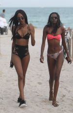 JOURDAN DUNN and SIGAIL CURRIE in Bikinis on the Beach in Maimi 12/01/2016