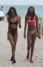 JOURDAN DUNN and SIGAIL CURRIE in Bikinis on the Beach in Maimi 12/01/2016