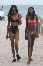 JOURDAN DUNN and SIGAIL CURRIE in Bikinis on the Beach in Maimi 12/01/2016