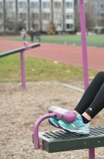 KATIE WAISSEL Working Out in a Park in New York 12/21/2016