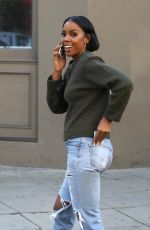 KELLY ROWLAND in RIpped Jeans Out in Beverly Hills 12/09/2016