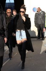 KENDALL JENNER in Denim Shorts Out in Paris 11/29/2016